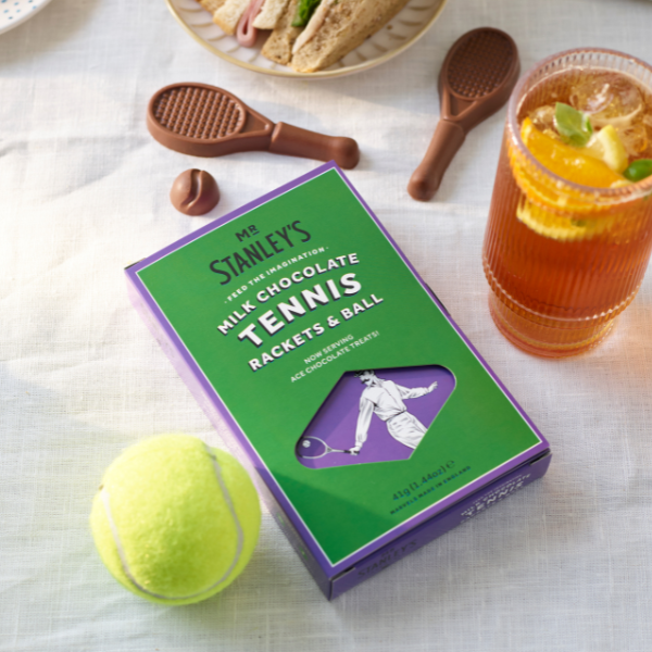 Milk Chocolate Tennis Rackets and Ball